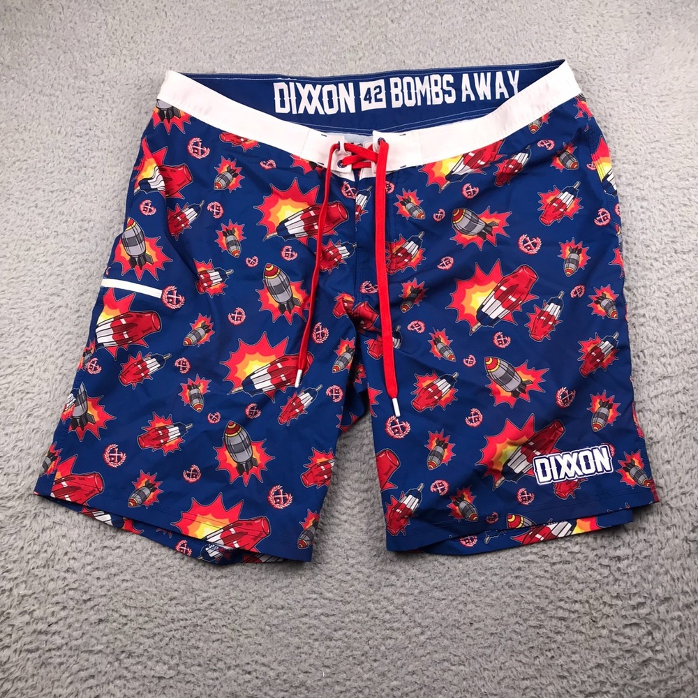 Dixxon Bombs Away Board Shorts Mens 42 Graphic 10" Performance Swim Trunks